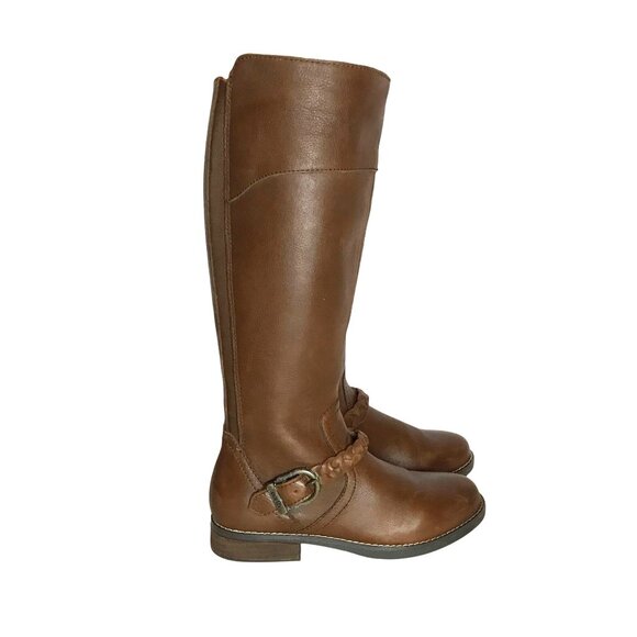 Earth Etmira Womens Knee High Boots Brown Leather Womens 5M Side Zip - Picture 1 of 8
